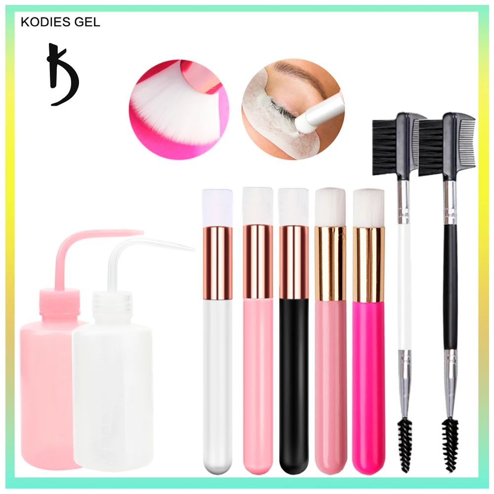 

KODIES GEL Eyelash Extension Accessories Supplies Kit Cleaning Wash Bottle Eyebrow Lash Brush Set for Graft Makeup Tools Remover