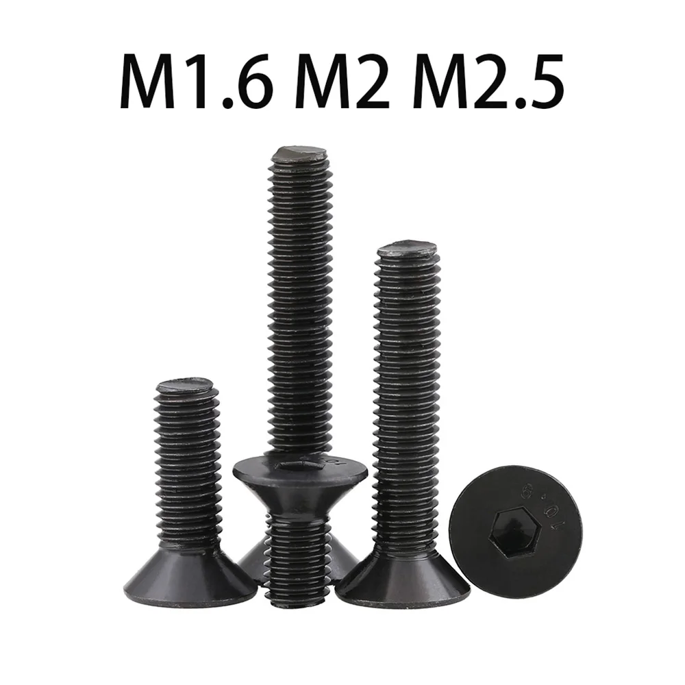 100-10 шт. винты с шестигранным углублением M1.6 M2 10 9 класс углеродистая сталь черная