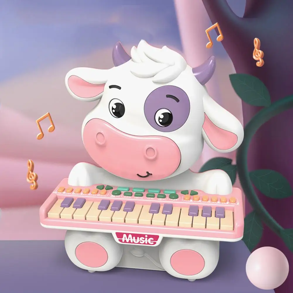 

Children Musical Toys Cute Cartoon Cow Electronic Organ Keyboard Piano Musical Instrument Toy For Boys Girls Gifts