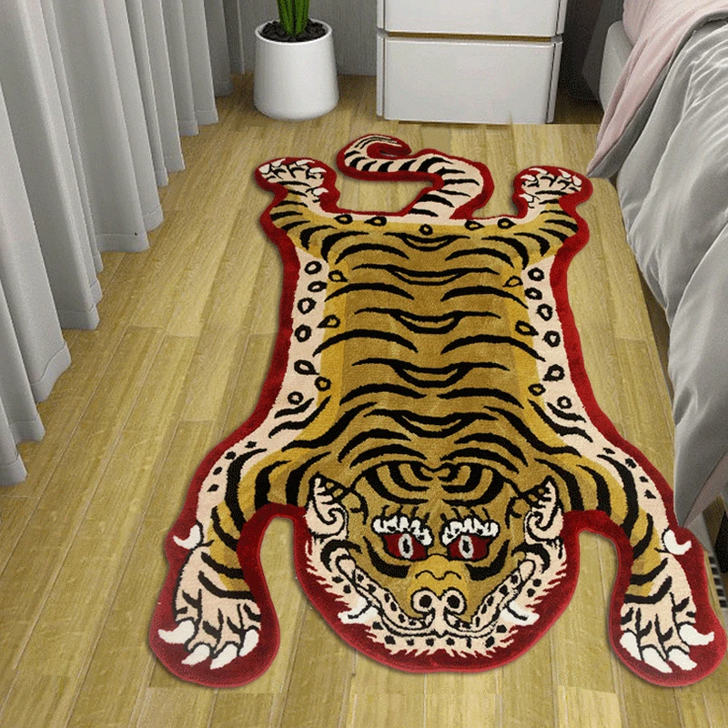 tibetan tiger carpet super soft tufted animal bedside carpet non slip absorbent bathroom mat home decor living room area rugs free global shipping