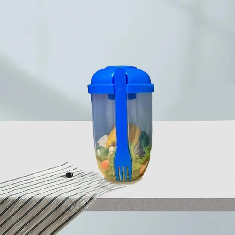 Salad Cup with Fork Portable Salad Cup with Lid Fork Ideal for Office Students Weight Loss Capacity Transparent Body Salad Cup