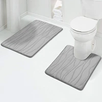 olanly 2pcs bathroom rug set non slip absorbent shower pad soft memory foam u shaped toilet carpet and rectangle floor bath mat