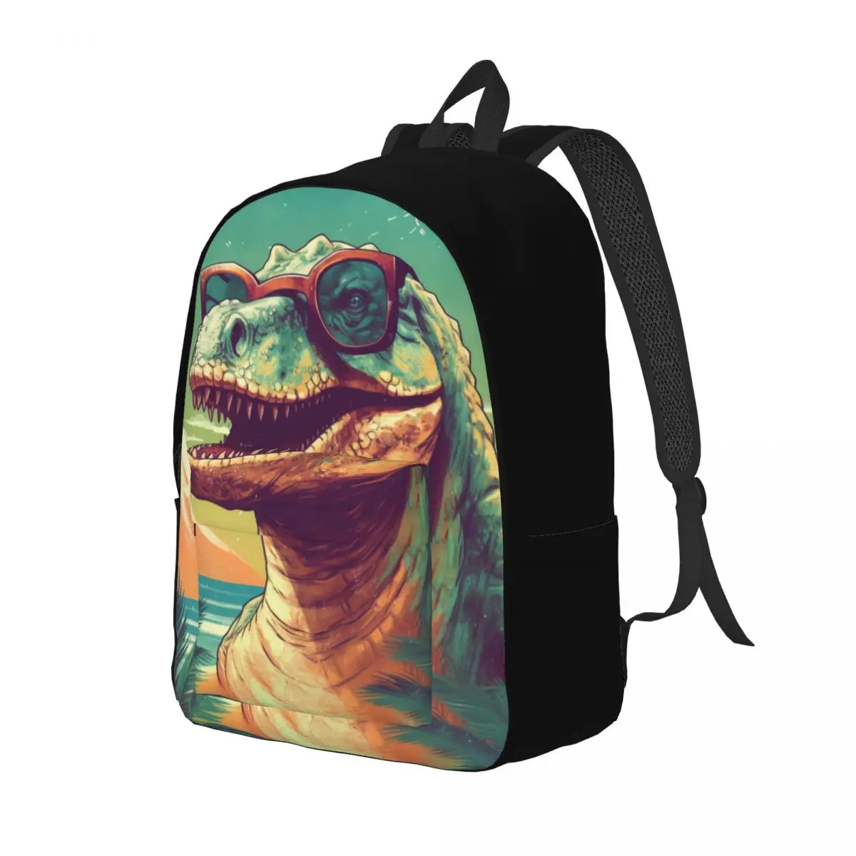 

Dinosaur Canvas Backpacks Graphic Illustration Sunny Beach Breathable Streetwear Backpack Outdoor Bags