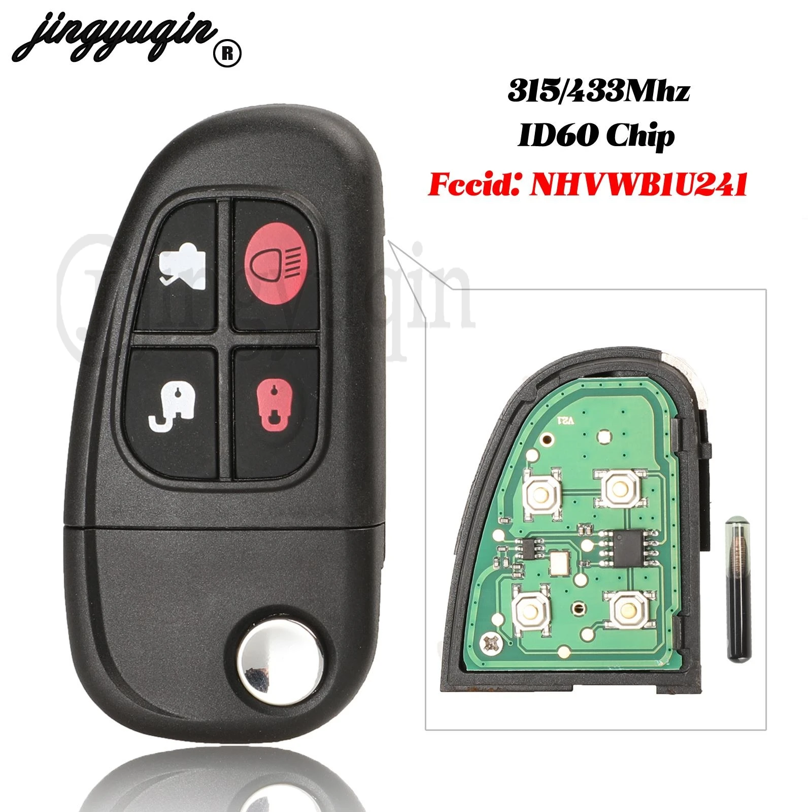 Jingyuqin NHVWB1U241 4D60 Chip Flip Remote Key Для Jaguar X-Type S-Type 1999-2009 XJ XJR 315 МГц 433 4 Кнопки Fo21 Blade