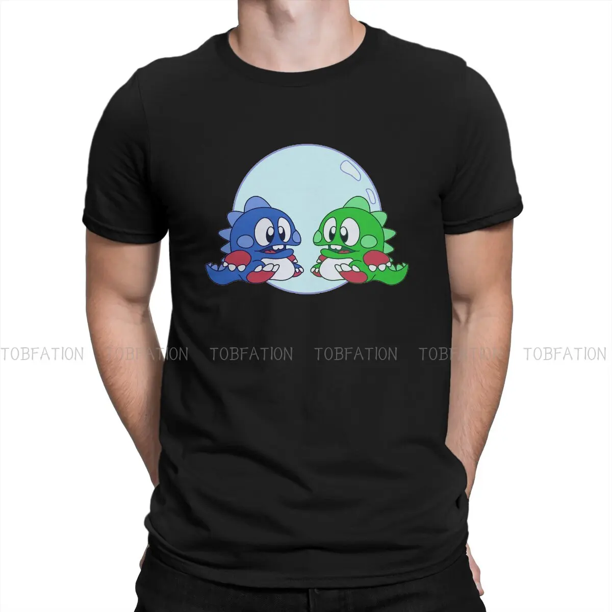 

Retro Bubble Game Characters Casual TShirt Puzzle Bobble Tile Matching Puzzle Arcade Game Creative T Shirt Men Tee Polyester