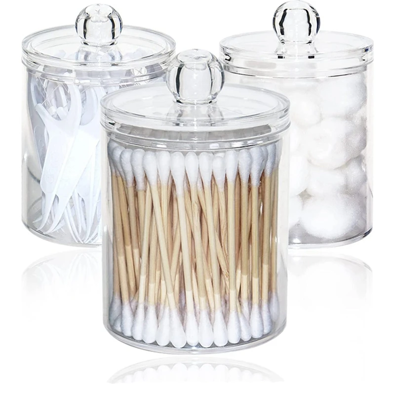 

Диспенсер для ватных шариков, пластиковые банки для аптеки с крышками, органайзер для хранения в ванной комнате