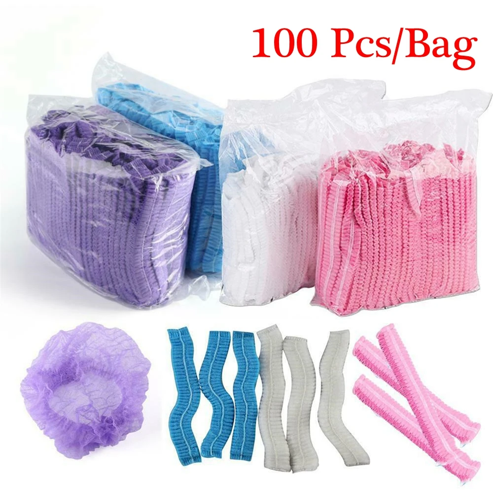 100pcs Disposable Microblading Non Woven Fabric Permanent Makeup Hair Net Caps Sterile Hat For Eyebrow Tattooing Catering Hat