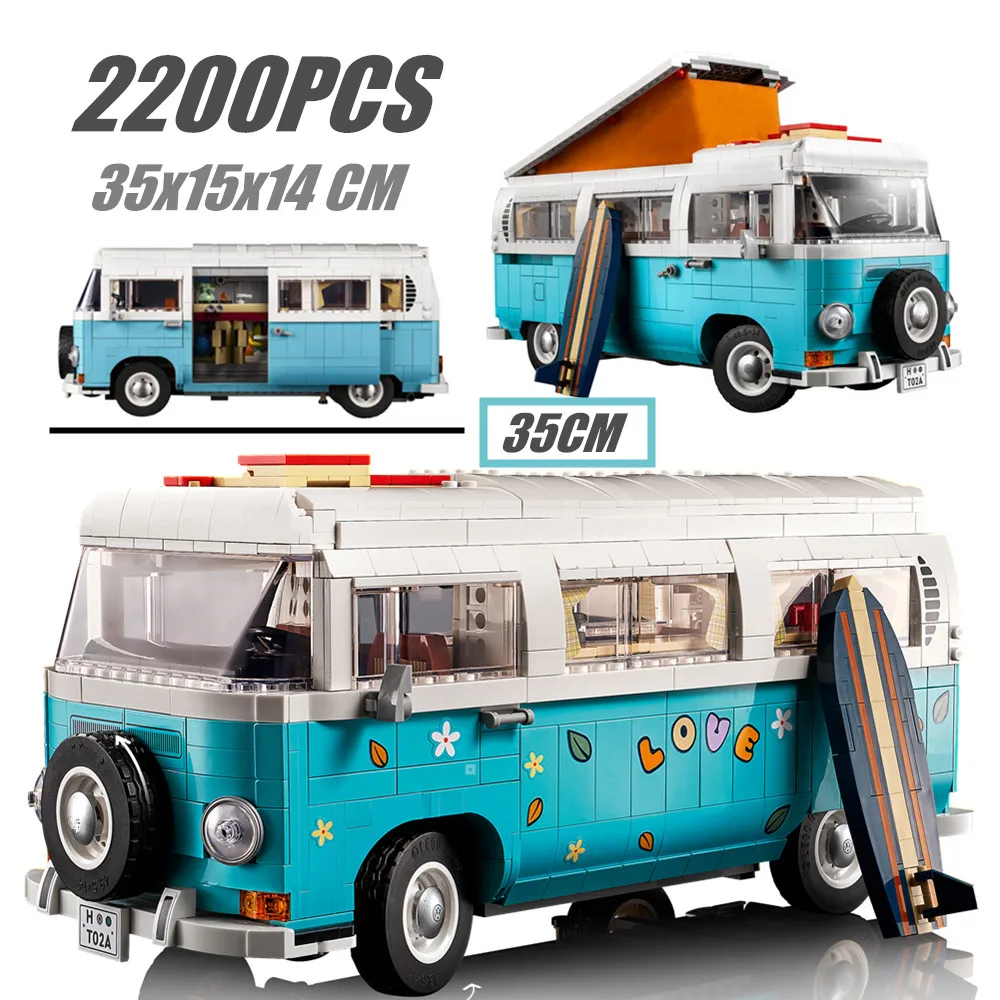 

New Fit 10279 2200PCS T2 Travel Trip Bus Car Model Classic Building Blocks DIY Bricks Kid Toys Birthday Gifts Boys Set