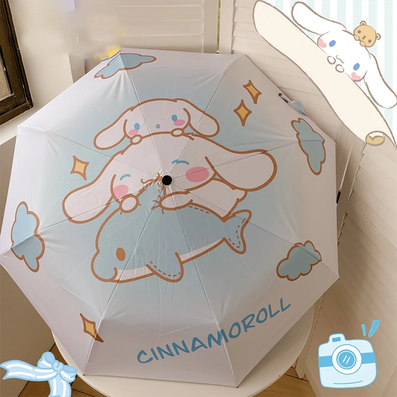 

Sanrio Cinnamoroll Hello Kitty Vinyl Umbrella Kuromi Summer Kawaii Automatic Sun Protection Anti-UV Rainproof for Outdoor Gifts