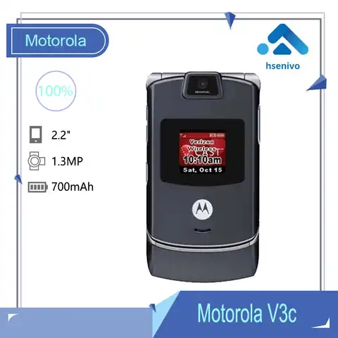 Motorola V3c Восстановленный, оригинальный Motorola Razr V3c CDMA мобильный телефон, один год гарантии, бесплатная доставка, только на английском языке