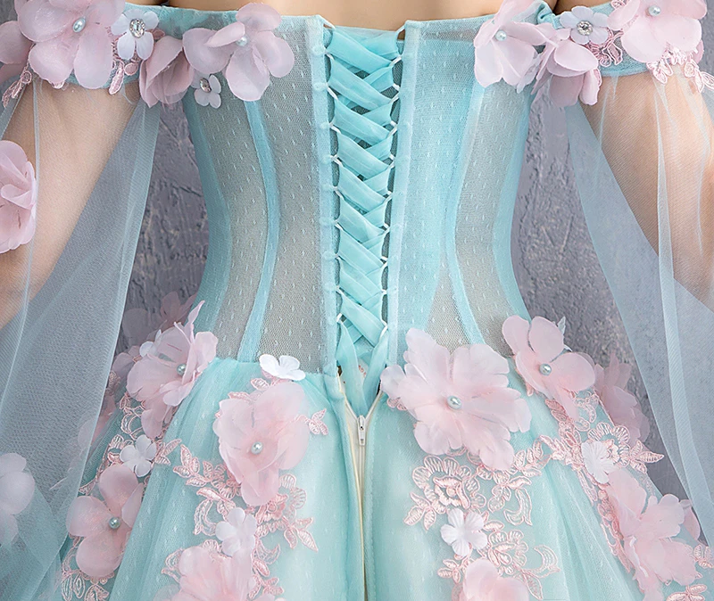 100% Настоящее небесно-голубое розовое шелковое платье с вышитыми цветами