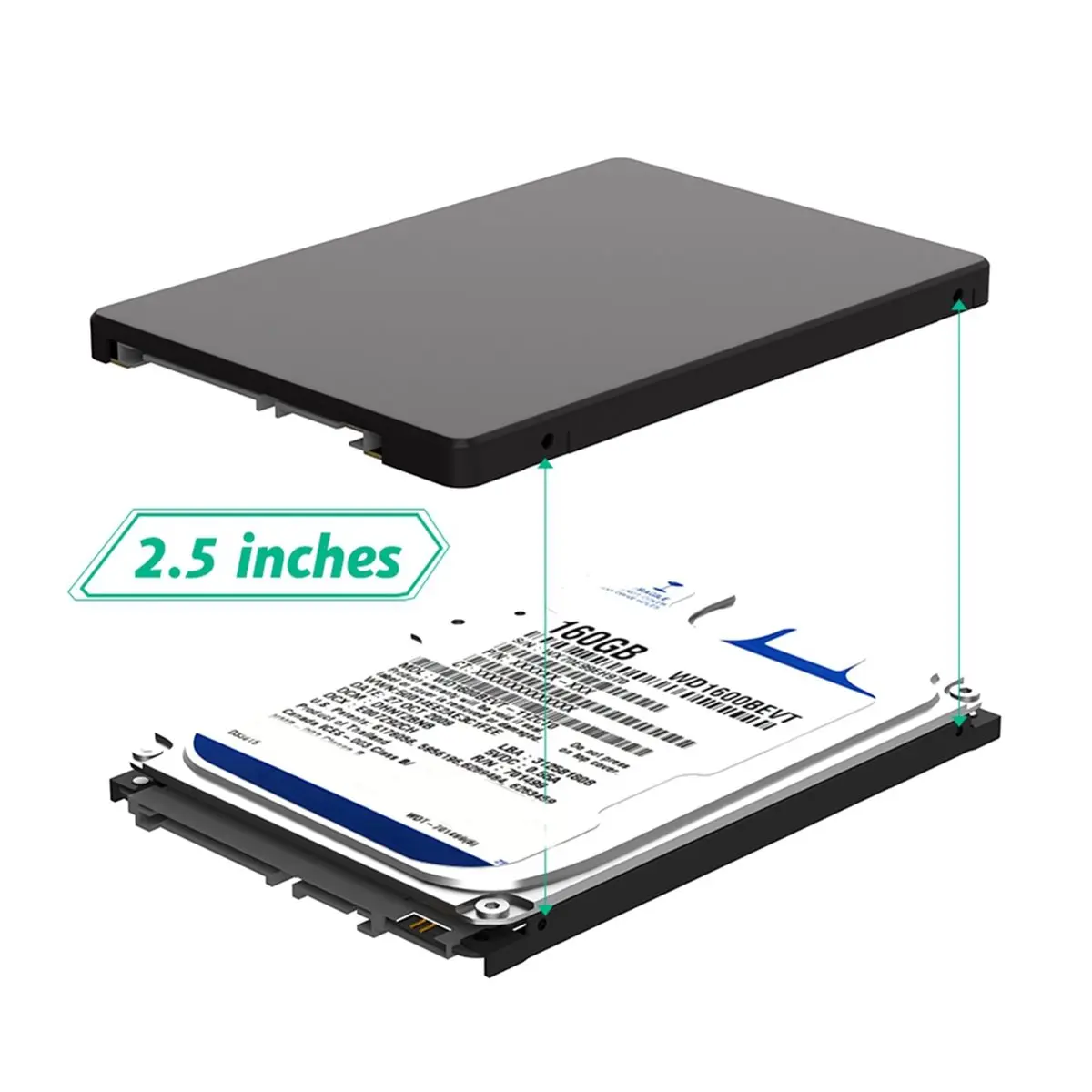 Фото Карта-конвертер DTC6 Dual M.2 B Key SSD в 2.5 SATA3 с пластиковым корпусом для замены HDD в ноутбуках и настольных ПК №1