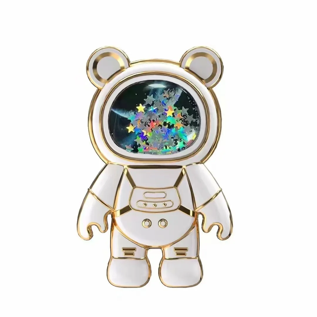 

6pcs 3D Space Bear Glitter Liquid Quicksand Stand For iPhone Samsung Universal Mobile Phone Astronaut Bracket Grip Holder