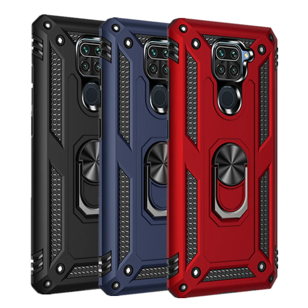 

Redmi Note 9 Luxury Shockproof Case For Xiaomi Redmi Note 9S 9 Pro MAX Car Finger Ring Holder Anti-Fall Magnetic Kickstand Cover