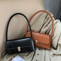 luxury design women portable underarm bags solid color ladies tote shoulder bag pu leather design female clutch purse handbags