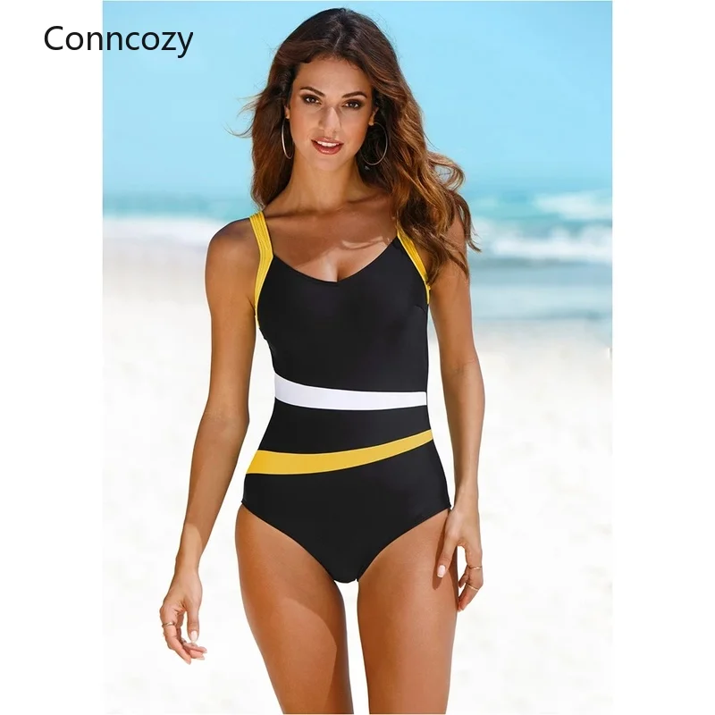 

Женский слитный купальник в полоску, с открытой спиной, размеры s-xxl