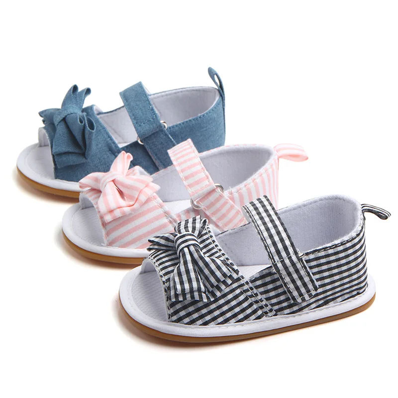 

Summer Big Selling New Hot Baby Girl Cotton Toddler Sandals Plaid Bow Learning First Walking Bow Sandals Rubber Sole CZ65