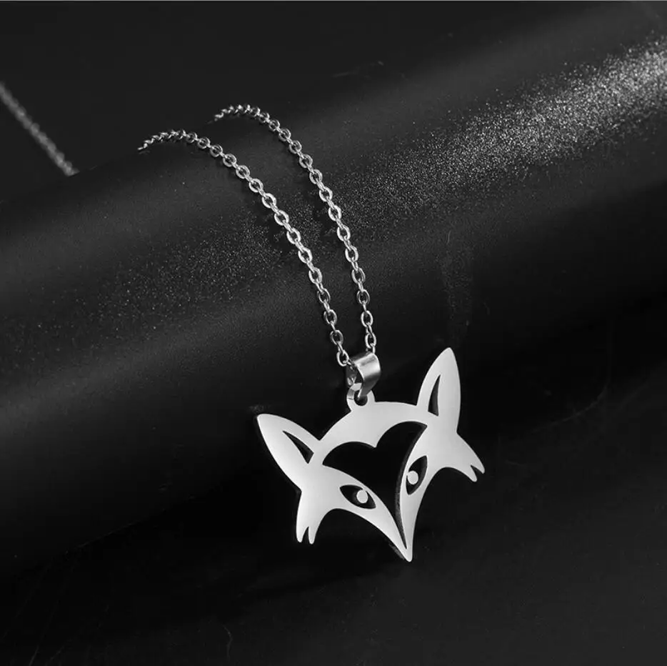 

1PC New Fashion Stainless Steel Gold Silver Color Choker Necklace for Women Men Openwork Fox Pendant Necklace Jewelry Gift F1520