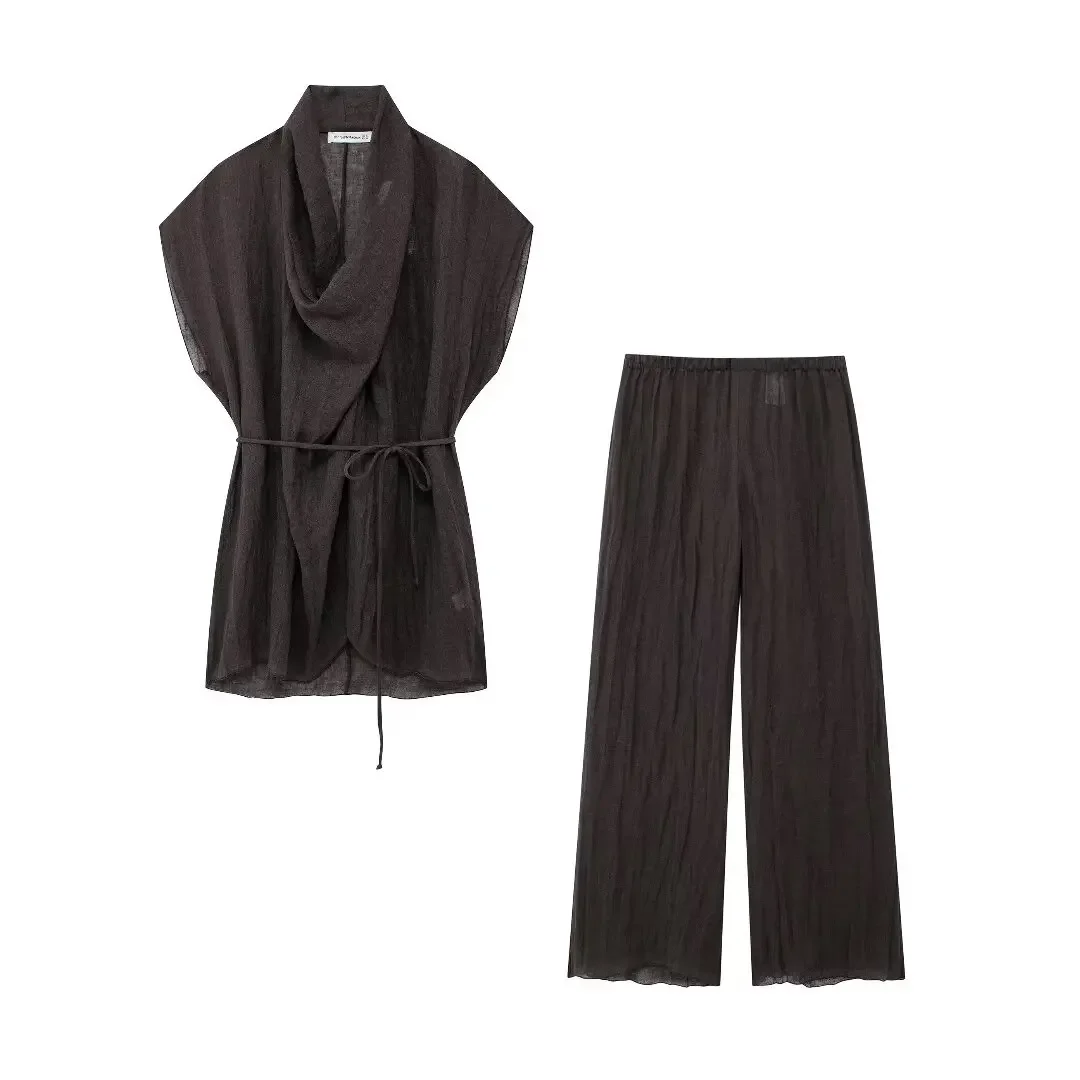 Женский свободный плиссированный топ из смеси льна рубашка в стиле ретро с