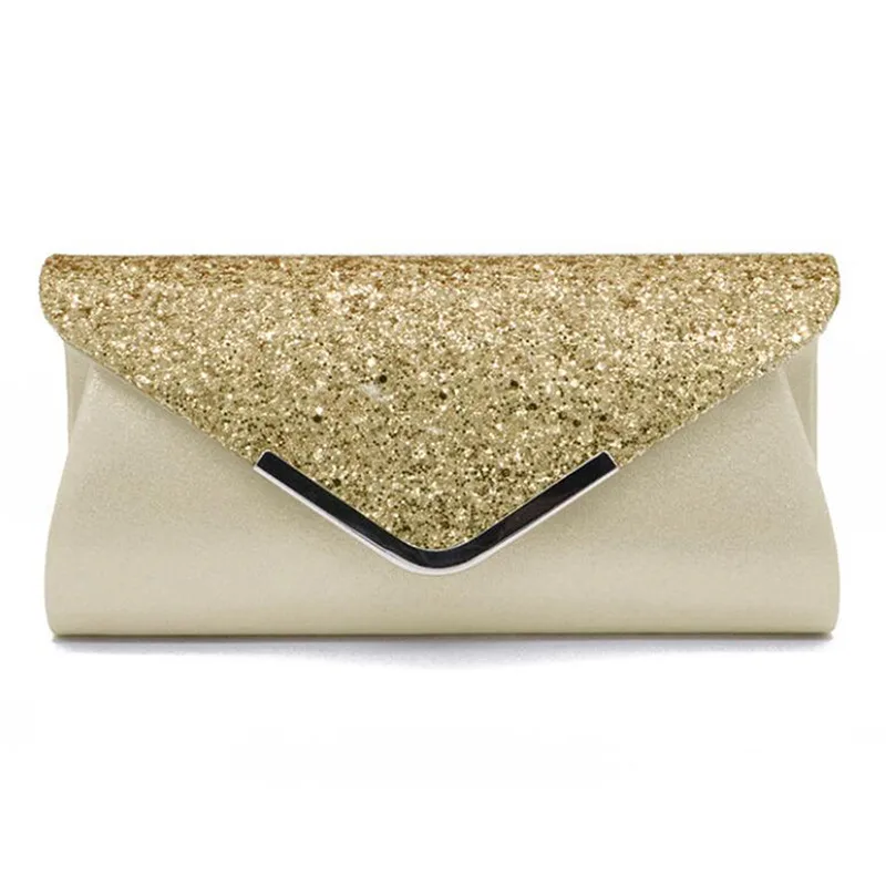 

Fashion Simple Envelope Clutch Bag PU Sequins Elegant Chains Hand Bags Single Shoulder Bag For Women Dinner Wedding Cosmetic Bag