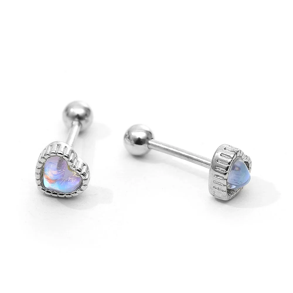 

Cute Love Heart CZ Zircon Mini Small Spiral Bead Stud Earrings Birthday Piercing Women Jewelry Gift Korean Fashion Earring