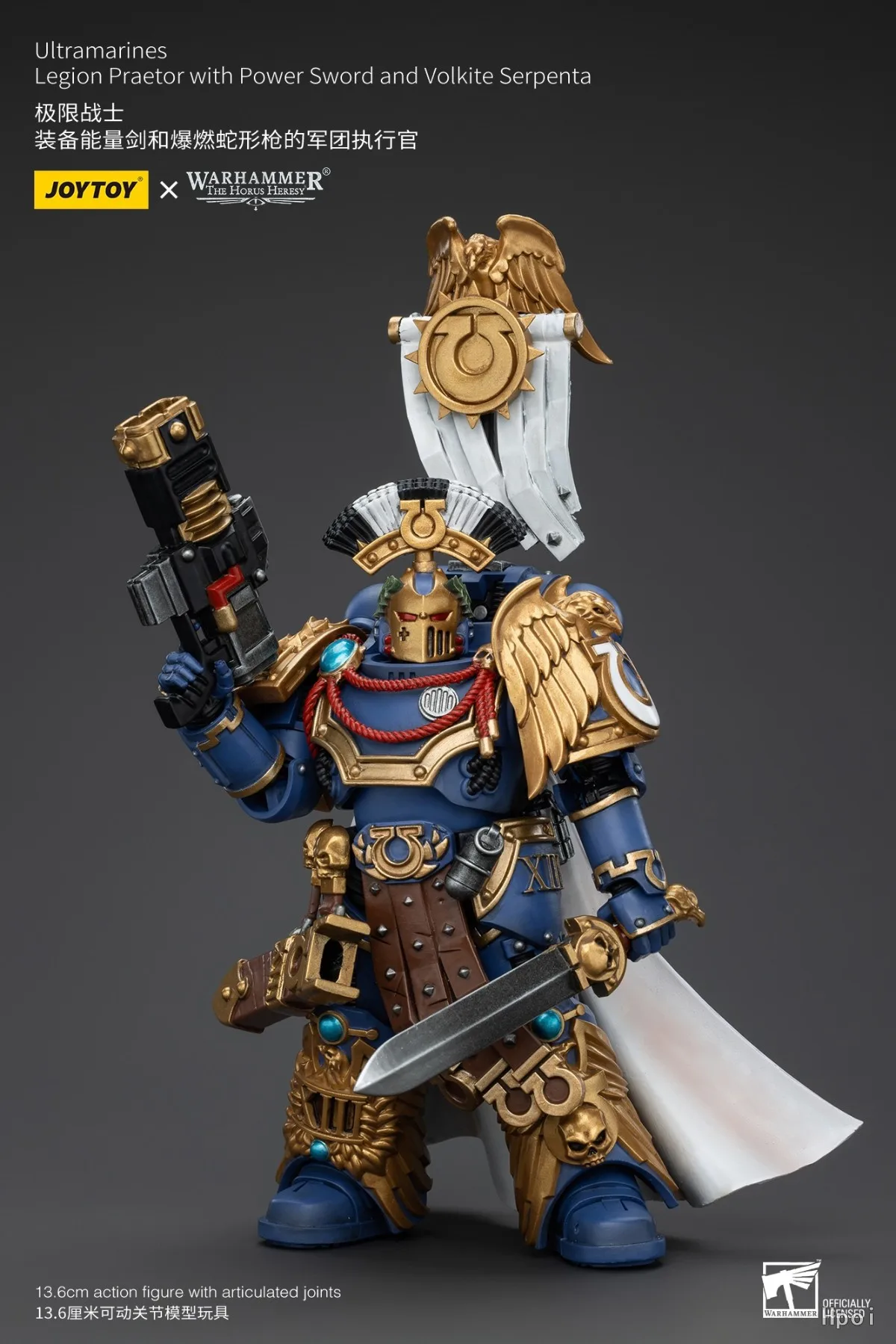 Фото В наличии JOYTOY Warhammer 40K Ultramarines Legion Praetor с Power Sword и Volkite Serpenta, фигурка 1/18, модель, подарки №4