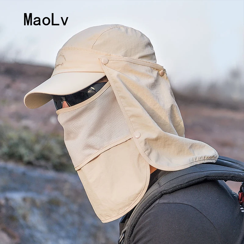 Летняя Защитная бейсбольная шапка Мужская съемная защита лица шеи откидной