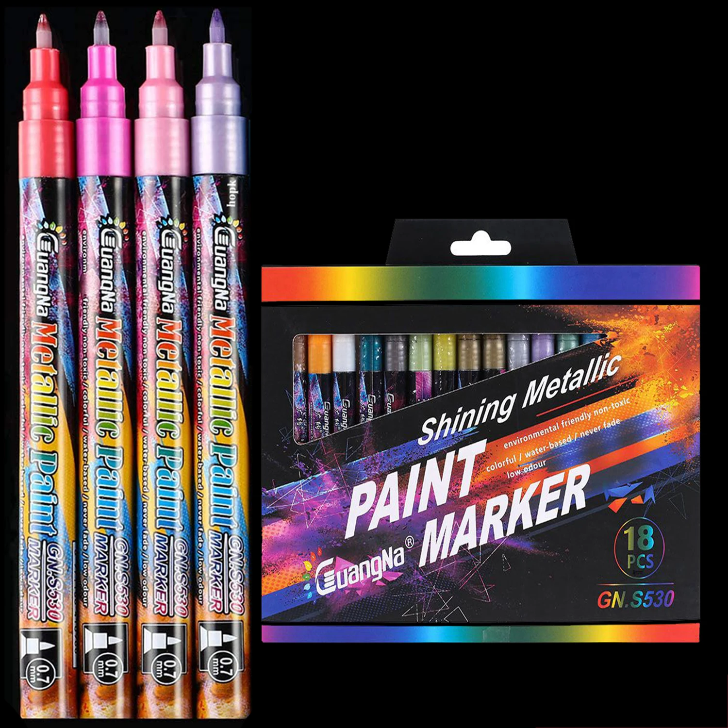 

0.7mm Tip Acrylic Metallic Marker Pens Extra Fine Point Paint Pen Art Permanent Markers Painting for Cards Signature Lettering