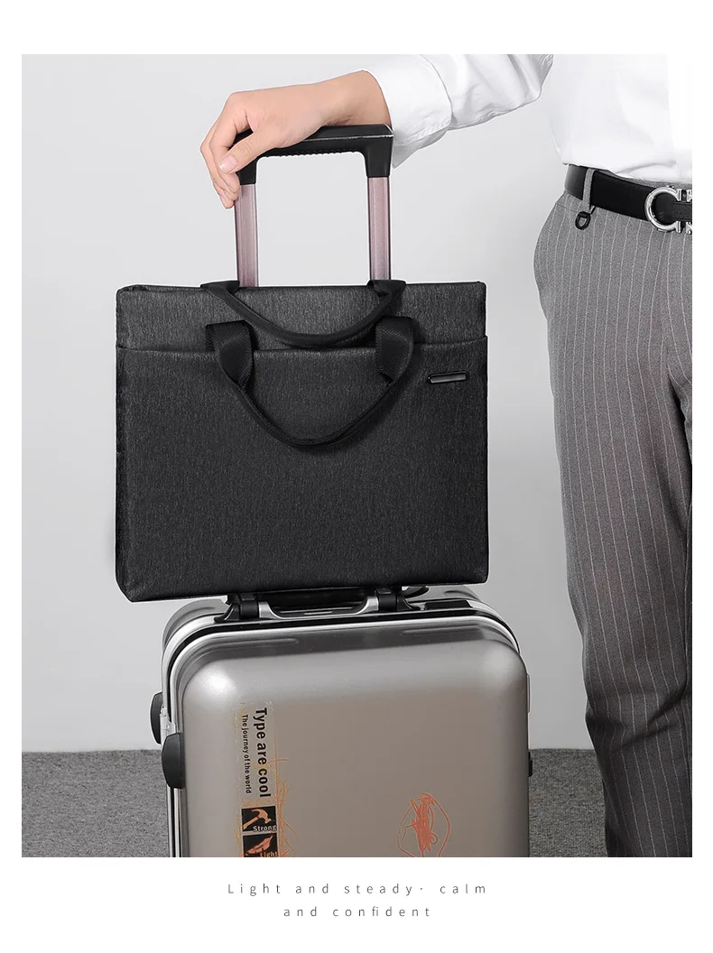 2022 Lightweight large business bag men Solid big Men's bags Waterproof 15.6 inch laptop bag Black Document briefcase men bags