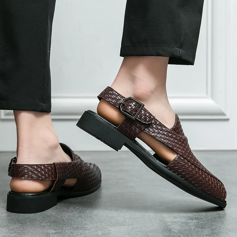 Туфли-Броги мужские повседневные кожаные сандалии в британском стиле деловая