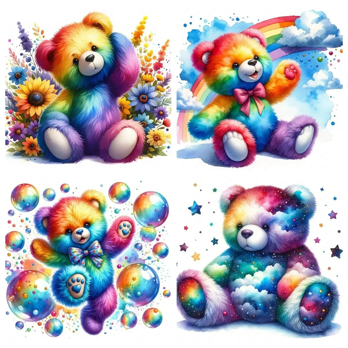 5D Комплект Алмазной Живописи Красочный Медведь В Американском Стиле DIY Полная