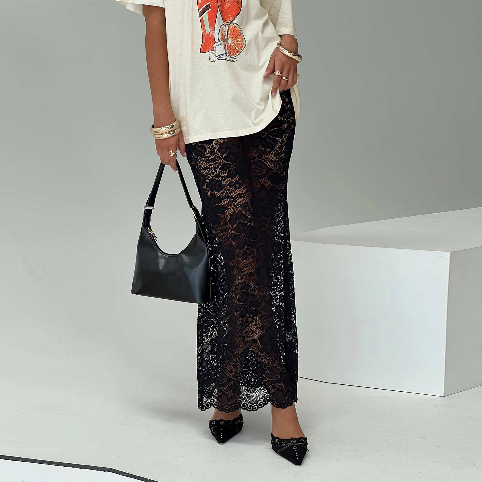 Женская прозрачная мини-юбка-годе цвет в ассортименте