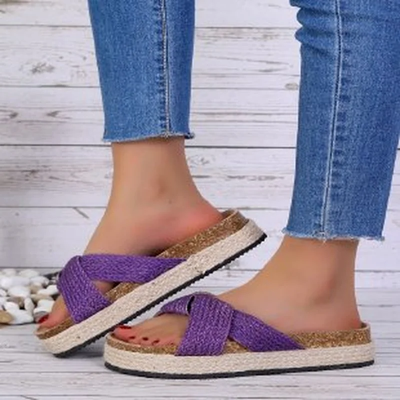 

Ladies Slippers New Summer Casual Roman Thick-soled Slippers Outside Wear Seaside Beach Flip-flops Plus Size 43 Women Shoes