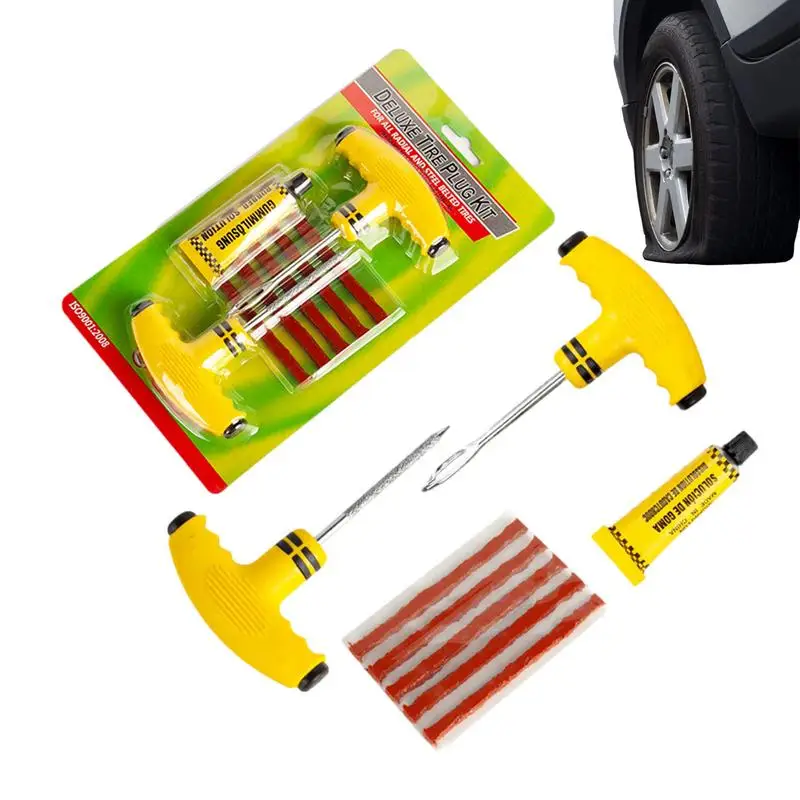 

Flat Tire Repair Kit Tire Puncture Repair Set Universal Tire Repair Tools To Fix Punctures And Plug Flats Patch Kit For Car