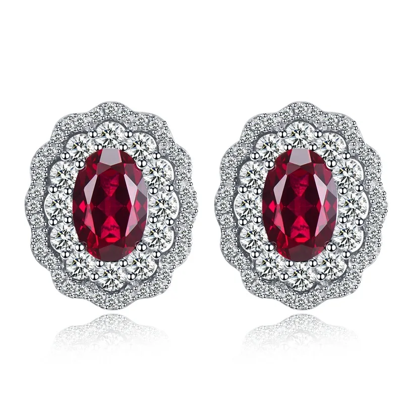 S925 Серебряный маленький аромат инкрустированный 6*9 Овальный голубь кровь