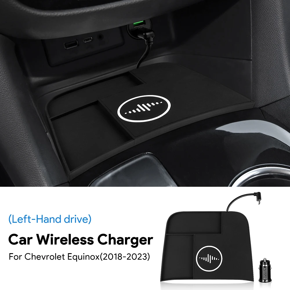 Беспроводная зарядная панель для телефона Chevrolet Equinox 2018 2019 2020 2021 2022 2023, силиконовый материал, два порта для зарядки, 15 Вт