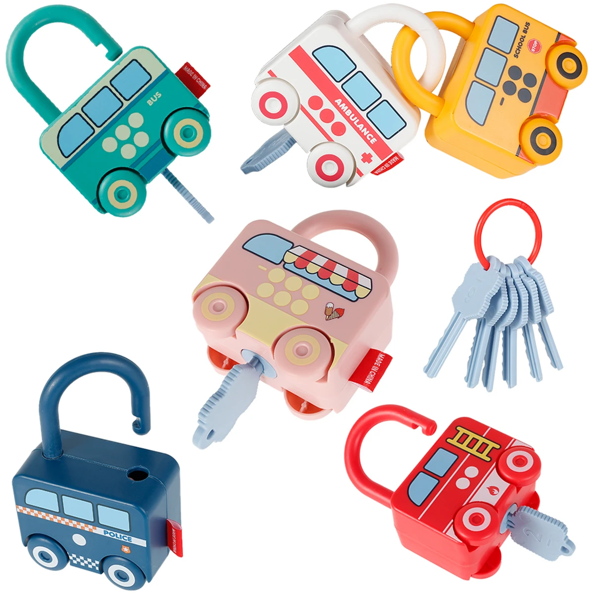 

6pcs Learning Lock with Key Set Early Educational Numbers Matching Locks Parent-children Interactive Unlocking SensoryToys