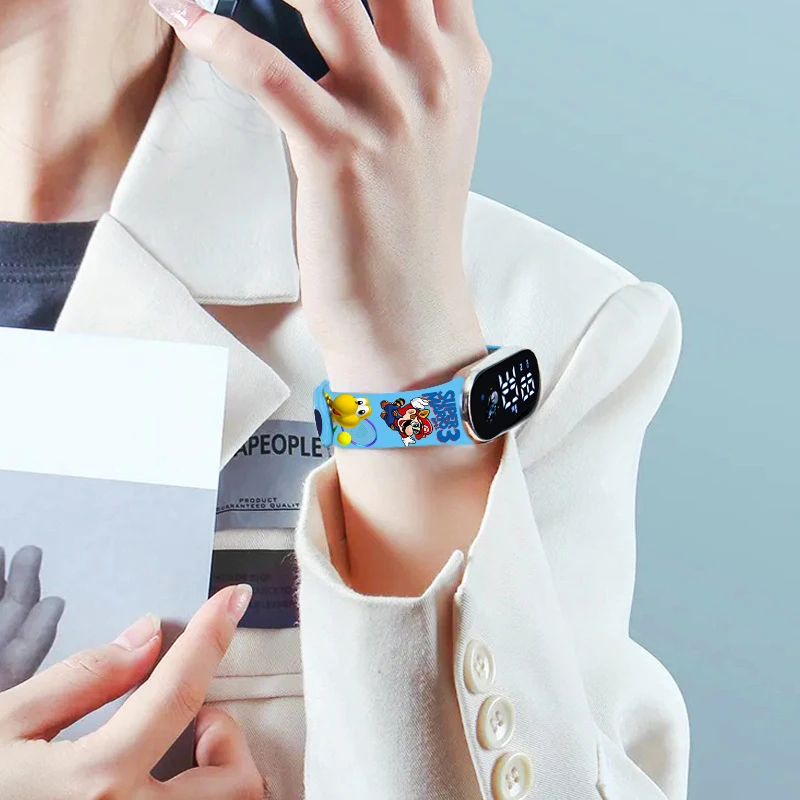 Детские часы Super Mario Bros с аниме-героями светящиеся браслетом Луиджи светодиодные