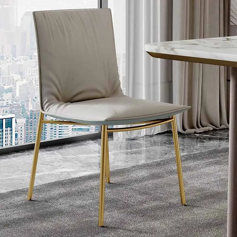 

Trendy Modern Dining Chairs Nordic Upholstered Leather Ergonomic Lazy Chair Gold Restaurant Sillas Comedor Home Furniture