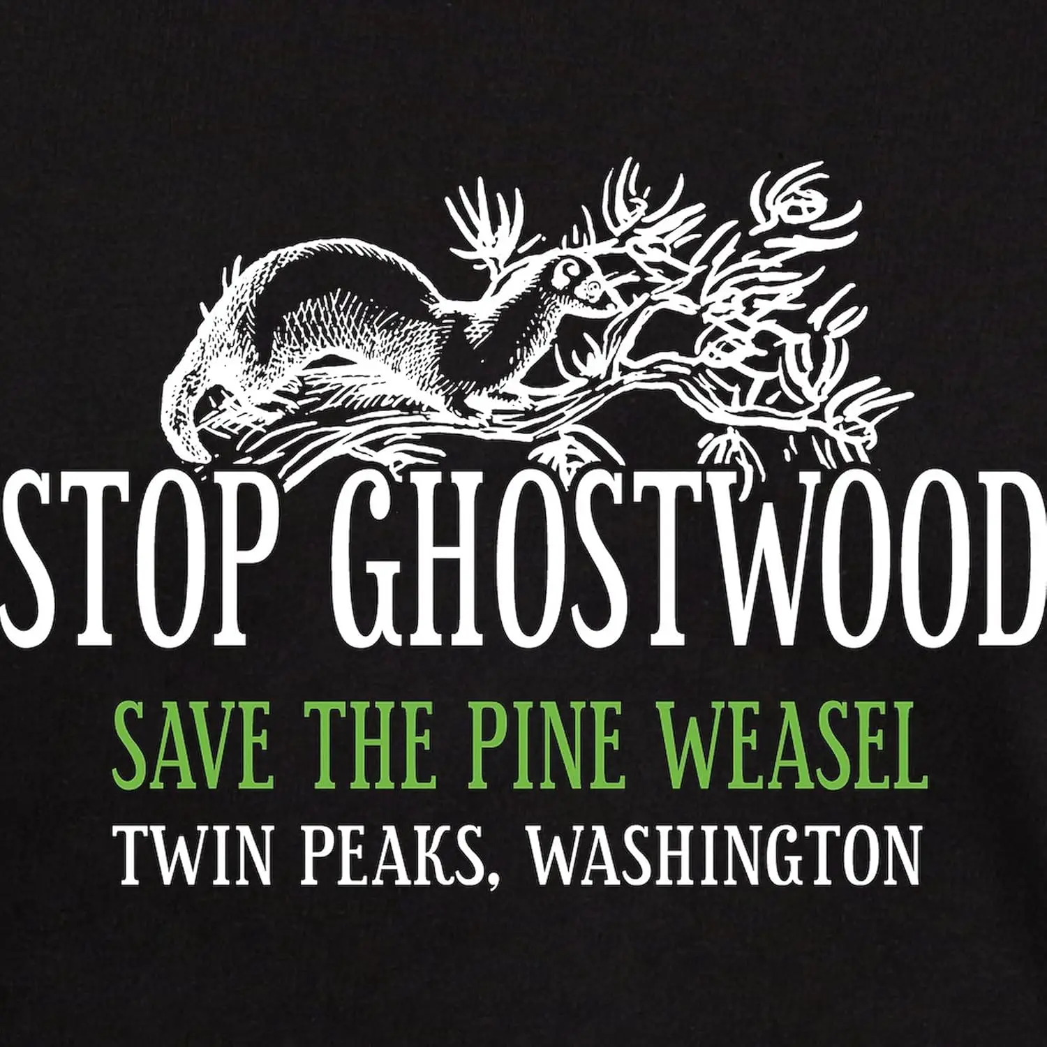 CafePress Twin Peaks Pine Weasel T-Shirt Męski 100% bawełna klasyczny ciemny t-shirt z grafiką