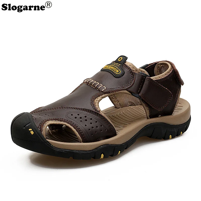 

Classic Men's Sandals Summer Genuine Leather Sandals Breathable Men Leather Shoes Luxury Sandals Soft Outdoor Men Beach Sandals