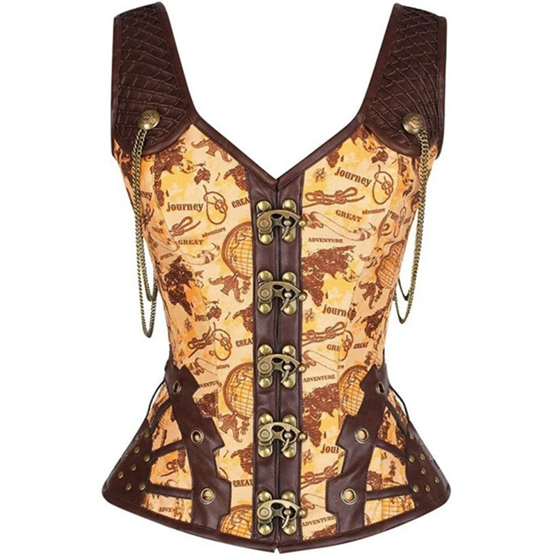 

Steampunk Corset Sexy Bustier Top Gothic Leather Corset Overbust Corselet Vest Shaper Women Body Shapewear Slimming Belly Sheath
