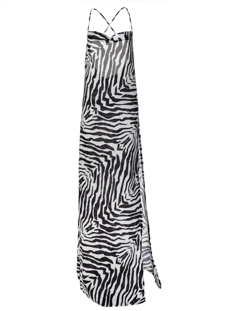 Женское летнее пляжное платье с принтом зебры |