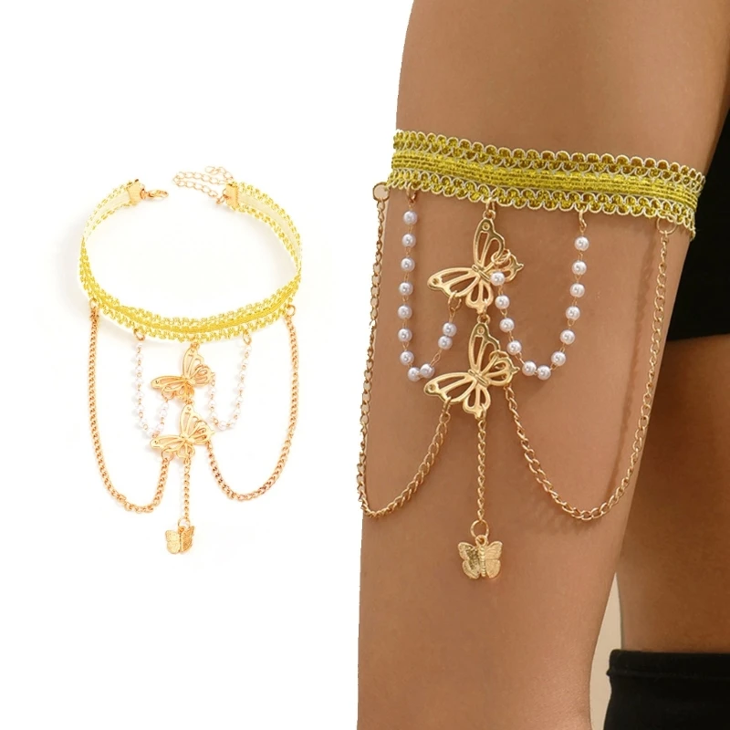 

Boho-Upper Arm Cuff Butterfly-Arm-Bangles Lace Chain Armlet Open Arm Bracelet Dainty-Armlet Armband For Women and Girls