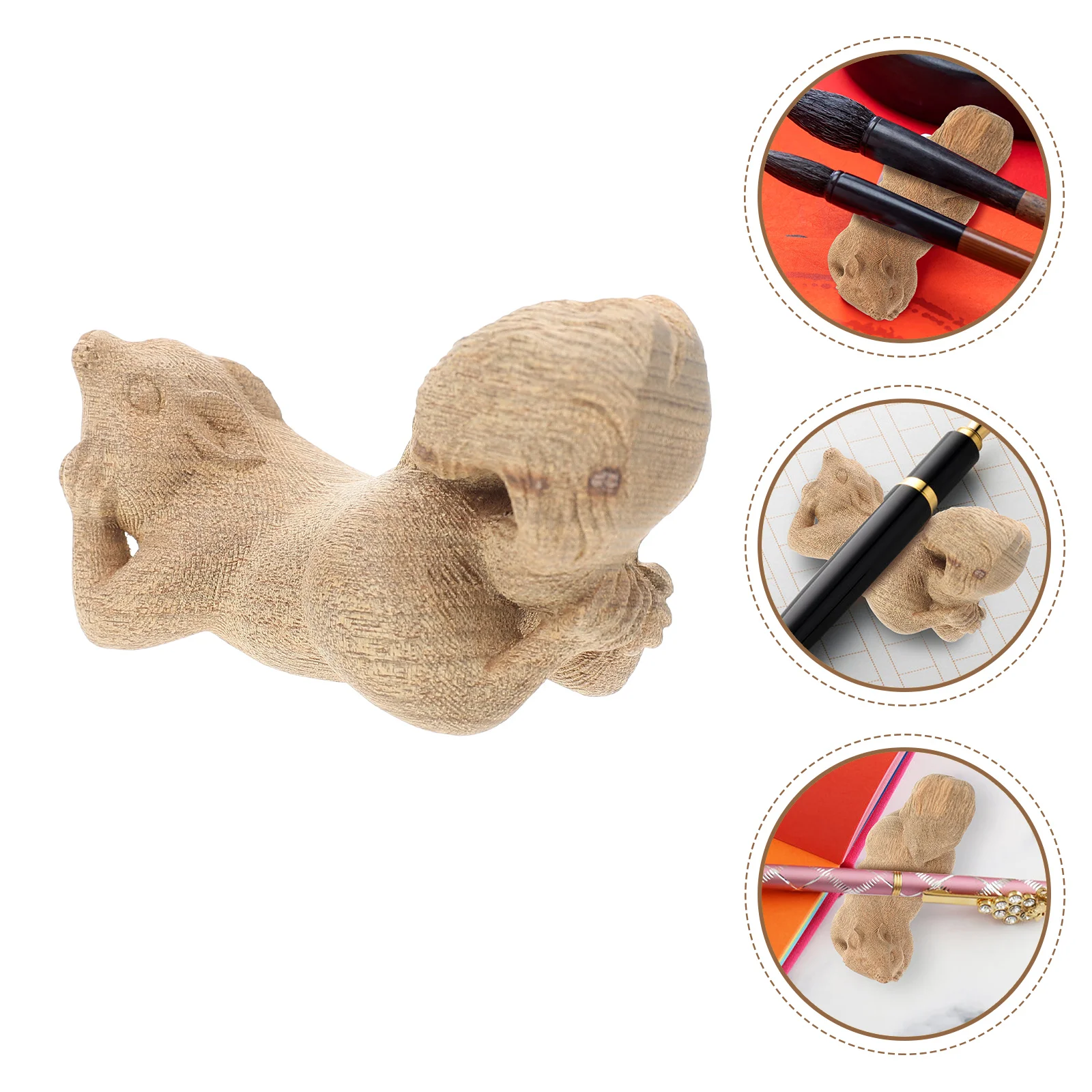

Brush Holder Calligraphy Stand Rest Pen Squirrel Rack Chinese Figurine Chopstick Wood Chopsticks Mini Ink Animal Writing