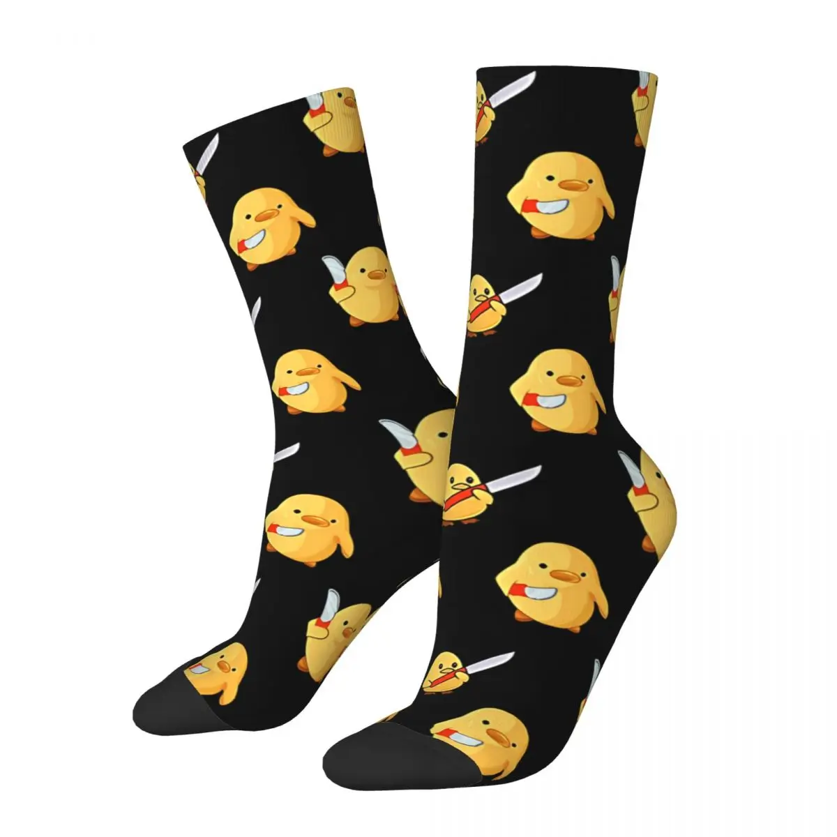 Happy Men's Socks Duck With Knife Retro Harajuku Street Style Casual Pattern Crew Crazy Sock Gift Printed