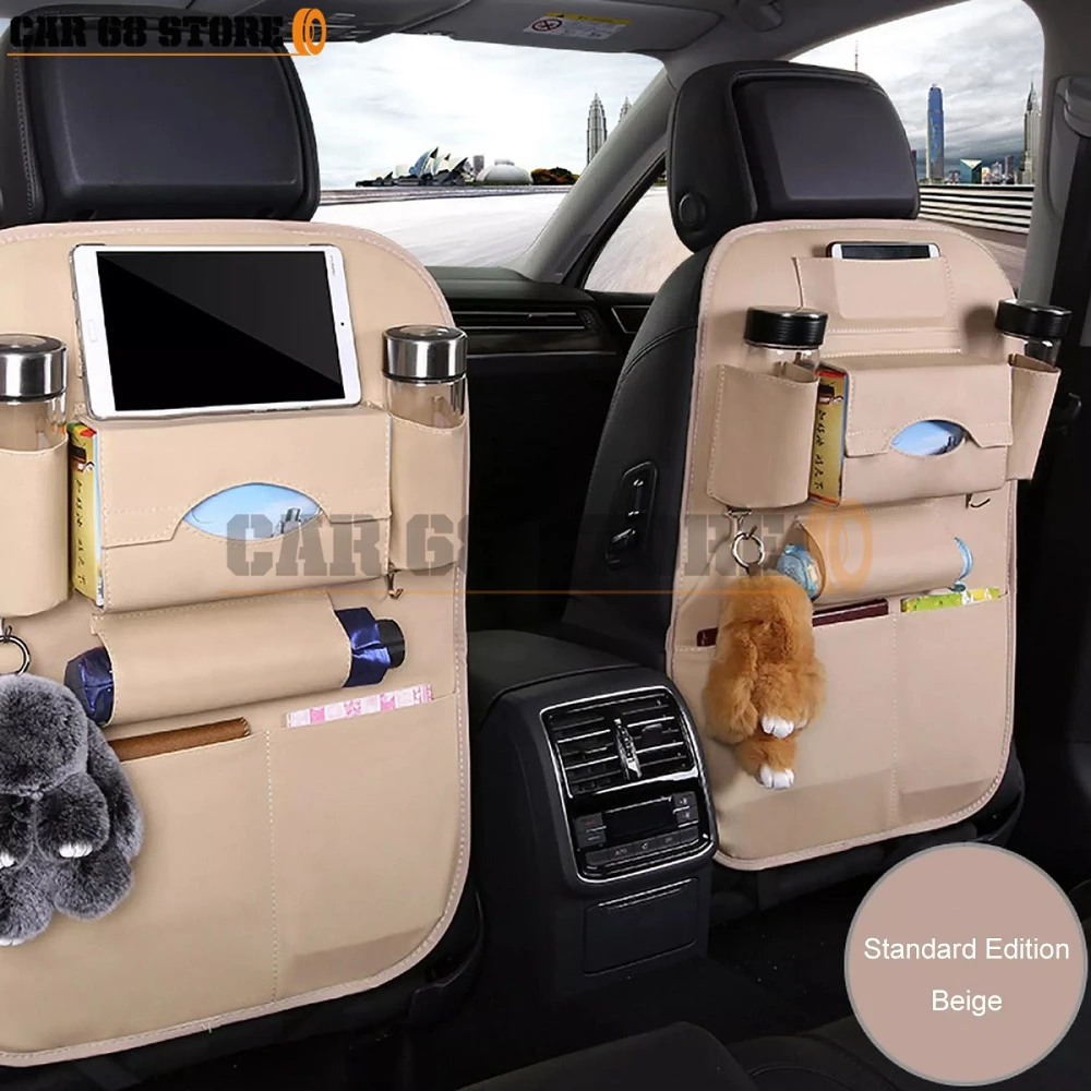 

Pu Leather Pad Bag Car Seat Back Organizer Foldable Table Tray Travel Storage Bag Foldable Dining Table Car Seat Storage Bag