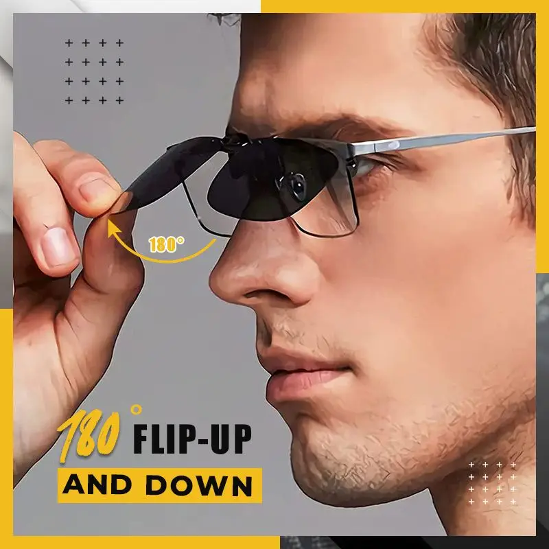 Moda polarize klip-on güneş gözlüğü gündüz gece görüş Flip-up Lens sürüş gözlükleri UV400 sürme güneş gözlüğü dış Dropshipp