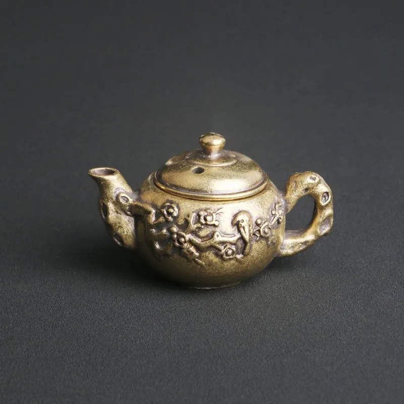 

Antique Brass Plum Teapot Tabletop Ornaments Tea Ceremony Tea Pet