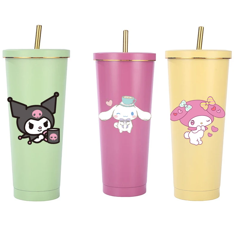 

Sanrioes аниме мелодия Kuromi Cinnamoroll почтовая чашка из нержавеющей стали изоляционная кружка для холодного кофе бутылка для воды детские подарки